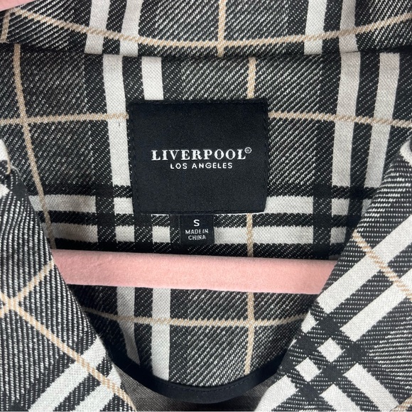 Liverpool Women’s Jacket Check Plaid Size S Button Up Black Cream Pockets Flawed - Picture 4 of 16